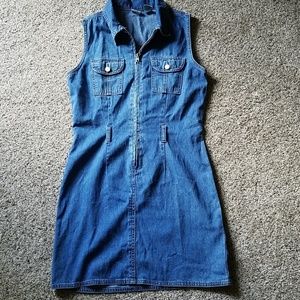 Gap denim mini zip shirt shift dress 4